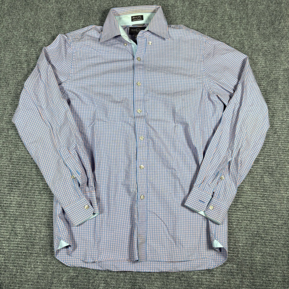 Black Brown 1826 Mens M M Tailored Fit Button Down Shirt Blue Pink Gingham